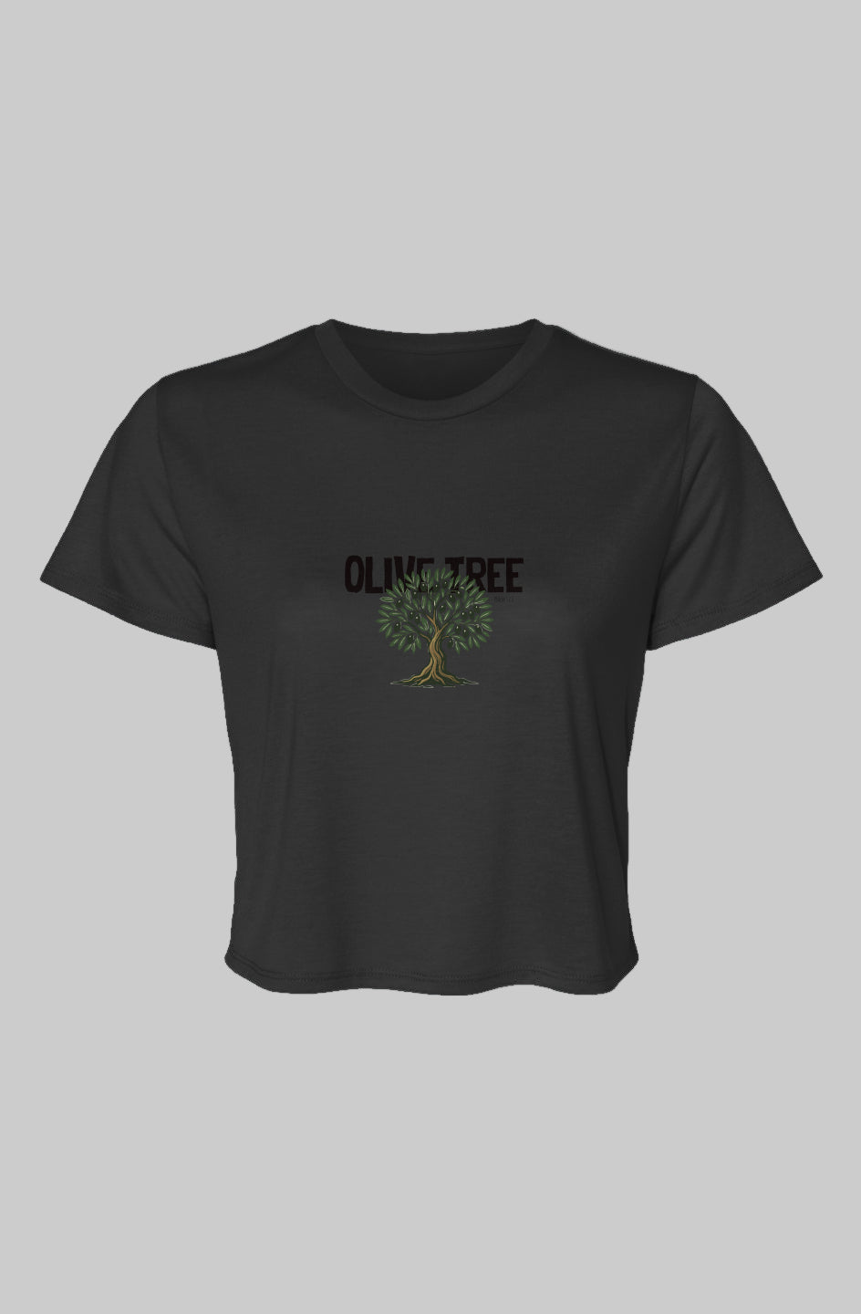 OLIVE TREE | WOMEN CROP TEE | BLACK